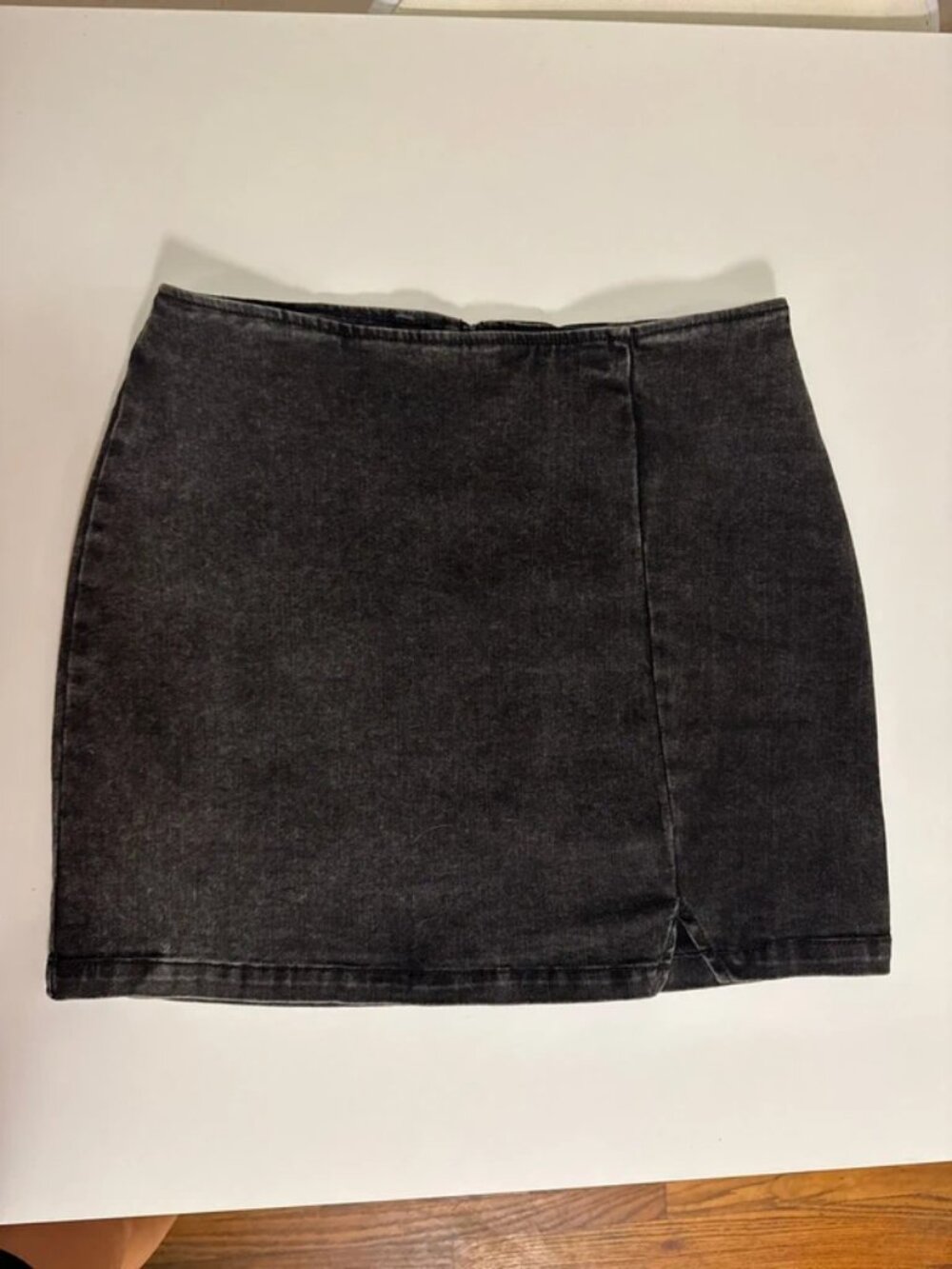 Black denim skirt